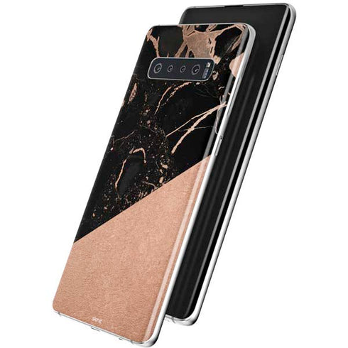 Black and Rose Gold Marble Split Galaxy S10 Skin