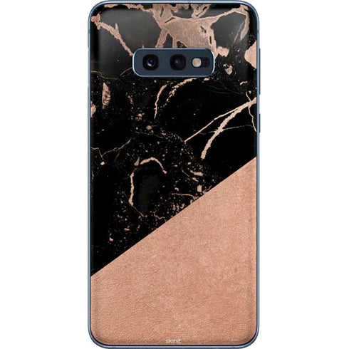 Black and Rose Gold Marble Split Galaxy S10e Skin