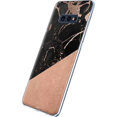 Black and Rose Gold Marble Split Galaxy S10e Skin
