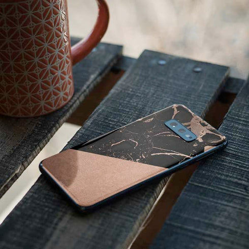 Black and Rose Gold Marble Split Galaxy S10e Skin