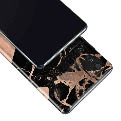 Black and Rose Gold Marble Split Galaxy S20 Fan Edition Skin