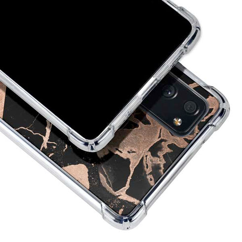 Black and Rose Gold Marble Split Galaxy S20 FE Clear Case