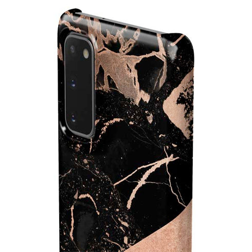 Black and Rose Gold Marble Split Galaxy S20 Lite Case