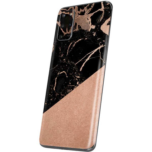 Black and Rose Gold Marble Split Galaxy S20 Plus Skin
