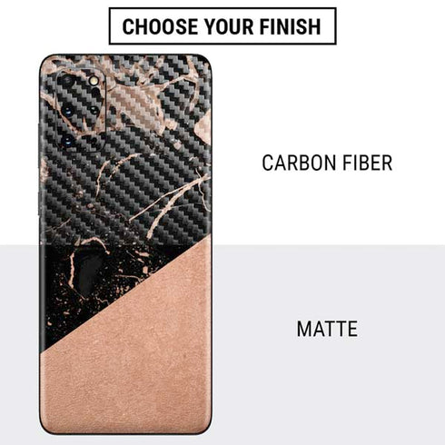 Black and Rose Gold Marble Split Galaxy S20 Plus Skin
