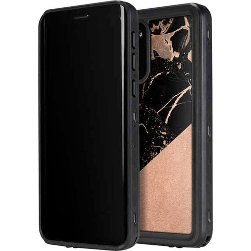 Black and Rose Gold Marble Split Galaxy S20 Plus Waterproof Case