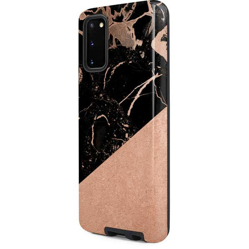 Black and Rose Gold Marble Split Galaxy S20 Pro Case