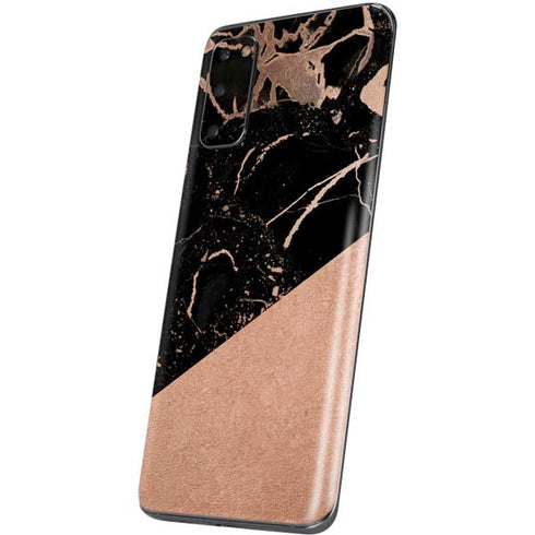 Black and Rose Gold Marble Split Galaxy S20 Skin