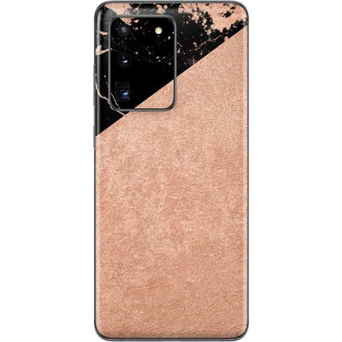 Black and Rose Gold Marble Split Galaxy S20 Ultra 5G Skin