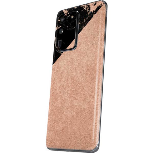 Black and Rose Gold Marble Split Galaxy S20 Ultra 5G Skin