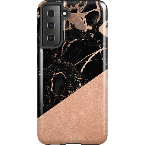 Black and Rose Gold Marble Split Galaxy S21 5G Pro Case