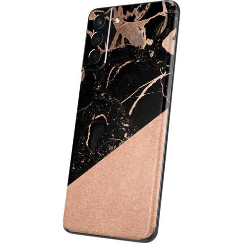 Black and Rose Gold Marble Split Galaxy S21 5G Skin