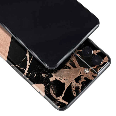 Black and Rose Gold Marble Split Galaxy S21 5G Skin