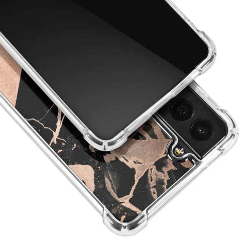 Black and Rose Gold Marble Split Galaxy S21 Plus 5G Clear Case