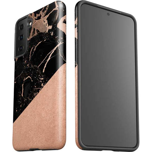 Black and Rose Gold Marble Split Galaxy S21 Plus 5G Pro Case