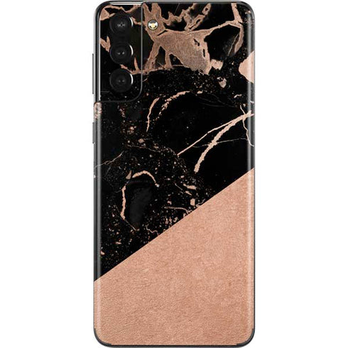 Black and Rose Gold Marble Split Galaxy S21 Plus 5G Skin