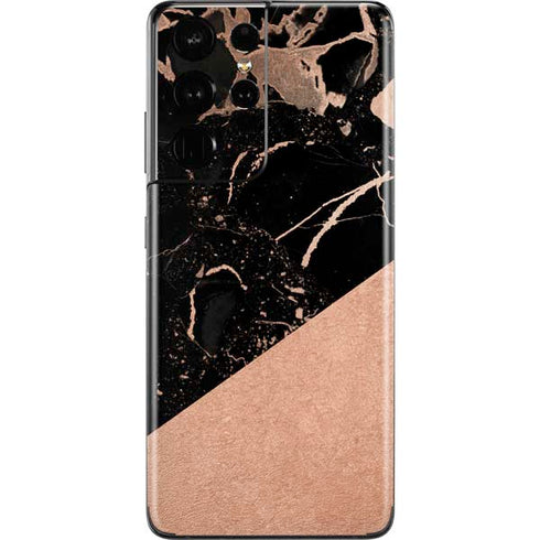 Black and Rose Gold Marble Split Galaxy S21 Ultra 5G Skin