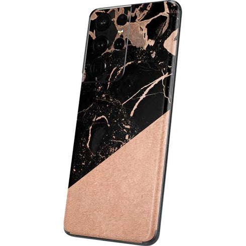 Black and Rose Gold Marble Split Galaxy S21 Ultra 5G Skin