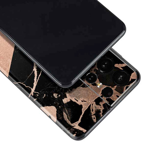 Black and Rose Gold Marble Split Galaxy S21 Ultra 5G Skin