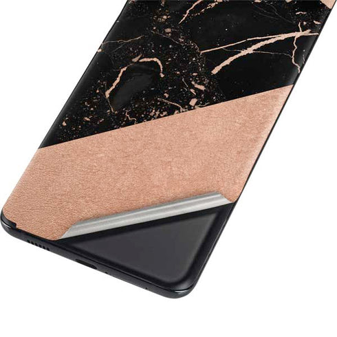 Black and Rose Gold Marble Split Galaxy S21 Ultra 5G Skin
