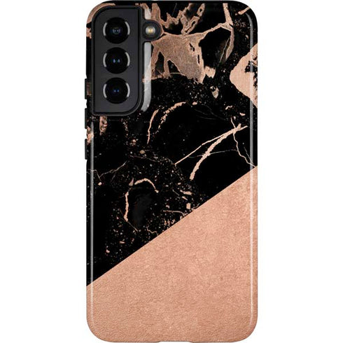 Black and Rose Gold Marble Split Galaxy S22 Plus Pro Case