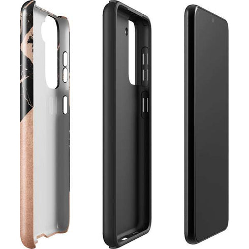Black and Rose Gold Marble Split Galaxy S22 Plus Pro Case