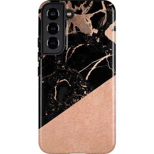 Black and Rose Gold Marble Split Galaxy S22 Pro Case
