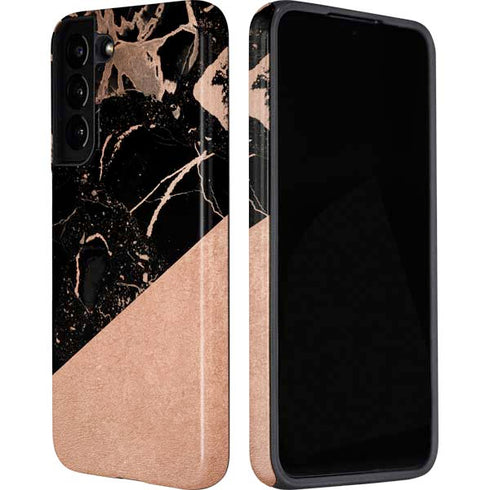 Black and Rose Gold Marble Split Galaxy S22 Pro Case