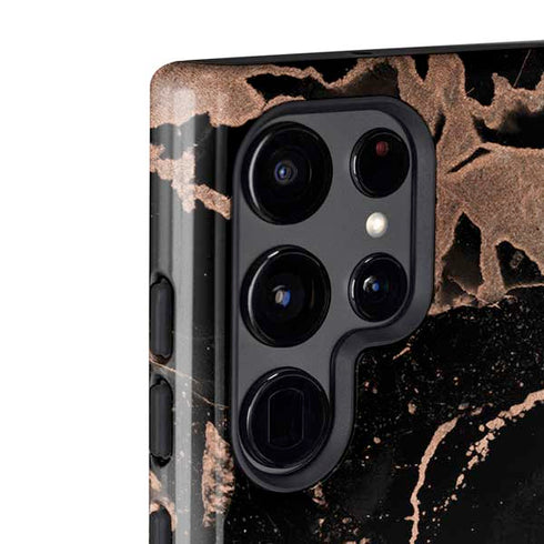 Black and Rose Gold Marble Split Galaxy S22 Ultra Pro Case