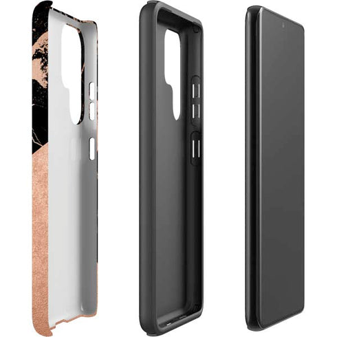 Black and Rose Gold Marble Split Galaxy S22 Ultra Pro Case
