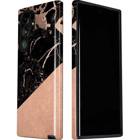Black and Rose Gold Marble Split Galaxy S22 Ultra Pro Case