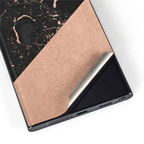 Black and Rose Gold Marble Split Galaxy S22 Ultra Skin