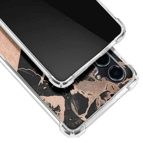Black and Rose Gold Marble Split Galaxy S23 FE Clear Case
