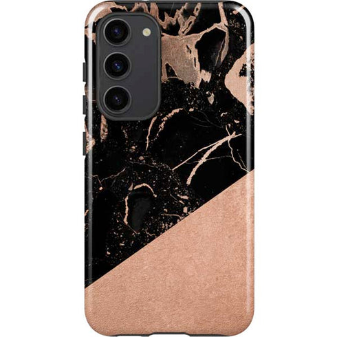 Black and Rose Gold Marble Split Galaxy S23 Plus Pro Case