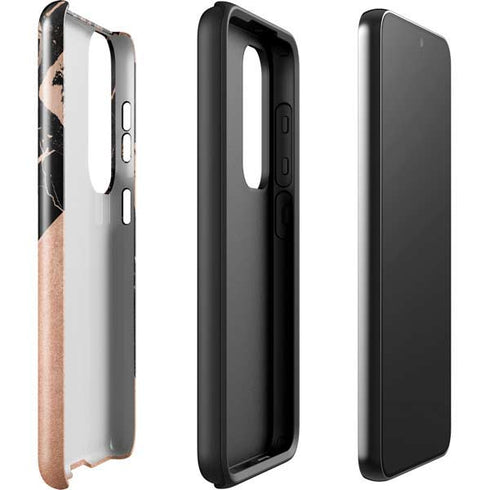 Black and Rose Gold Marble Split Galaxy S23 Plus Pro Case