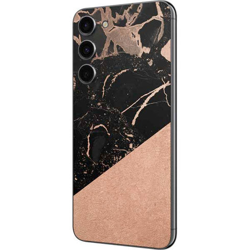 Black and Rose Gold Marble Split Galaxy S23 Plus Skin