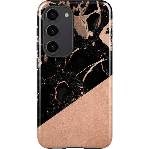 Black and Rose Gold Marble Split Galaxy S23 Pro Case
