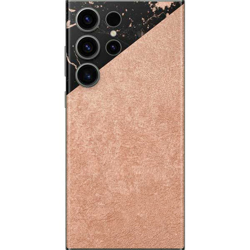 Black and Rose Gold Marble Split Galaxy S23 Ultra Skin