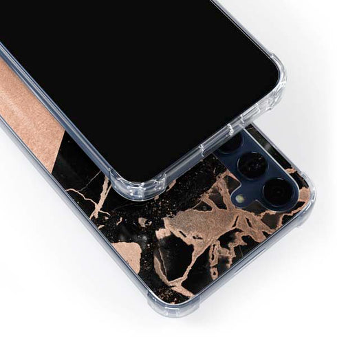 Black and Rose Gold Marble Split Galaxy S24 Clear Case