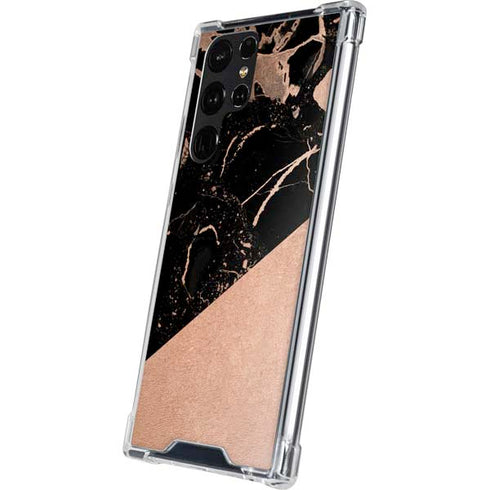 Black and Rose Gold Marble Split Galaxy S24 Ultra Clear Case