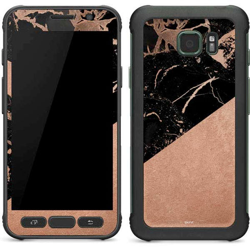 Black and Rose Gold Marble Split Galaxy S7 Active Skin