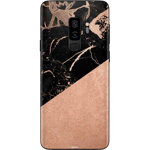 Black and Rose Gold Marble Split Galaxy S9 Plus Skin