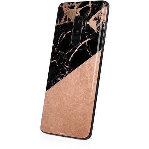 Black and Rose Gold Marble Split Galaxy S9 Plus Skin