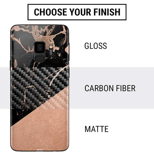 Black and Rose Gold Marble Split Galaxy S9 Skin