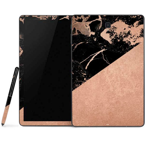 Black and Rose Gold Marble Split Samsung Galaxy Tab Skin