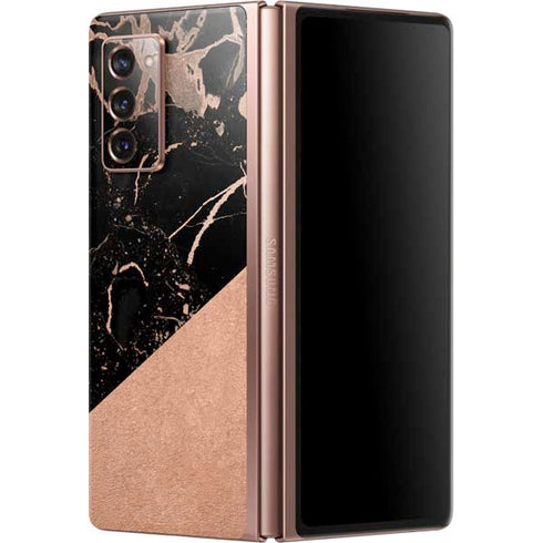 Black and Rose Gold Marble Split Galaxy Z Fold2 5G Skin