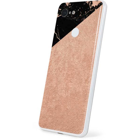 Black and Rose Gold Marble Split Google Pixel 3 Skin