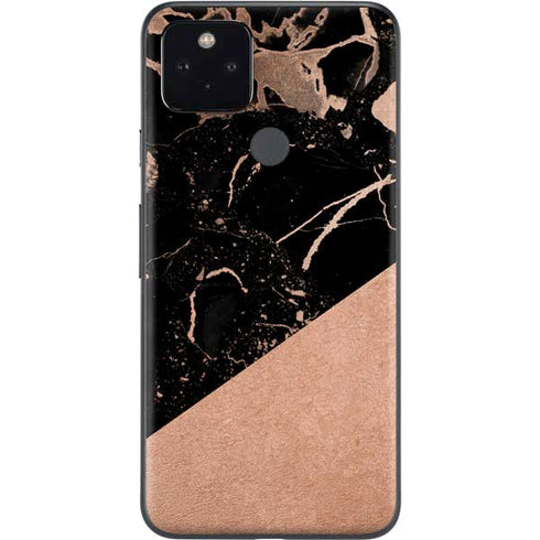 Black and Rose Gold Marble Split Google Pixel 4a 5G Skin