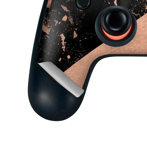 Black and Rose Gold Marble Split Google Stadia Controller Skin