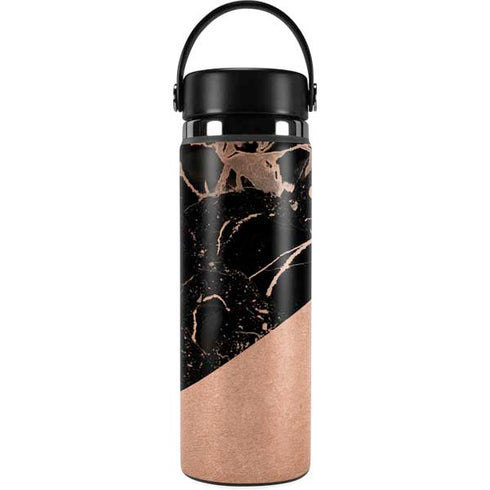 Black and Rose Gold Marble Split Hydro Flask 20oz Wide Mouth Skin
